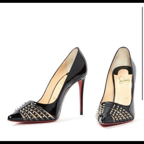 CHRISTIAN LOUBOUTIN• 100 Black Baretta Spike Pumps - Picture 1 of 9